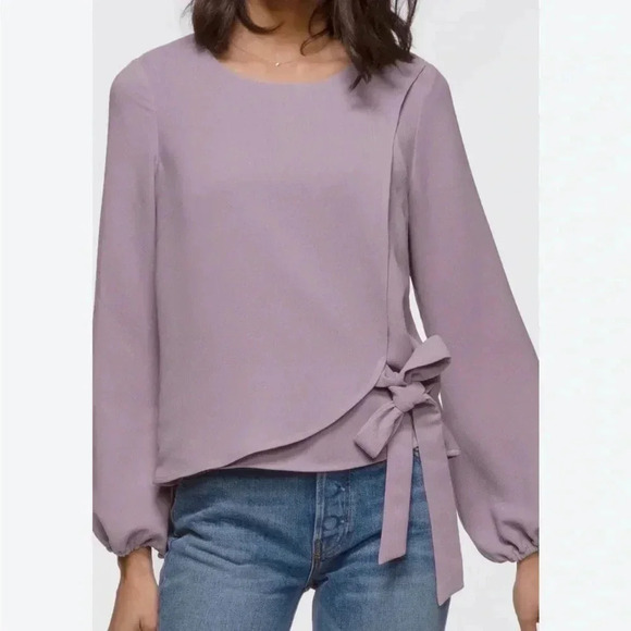 Anthropologie Greylin Chelsea Faux Wrap Top Long Sleeve Lilac - Picture 1 of 10